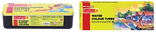 Camel Student Poster Color – 10ml each, 12 Shades & Student Water Color Tube – 5ml Tubes, 18 Shades (Multicolor) Camel Student Poster Color – 10ml each, 12 Shades & Student Water Color Tube – 5ml Tubes, 18 Shades (Multicolor)