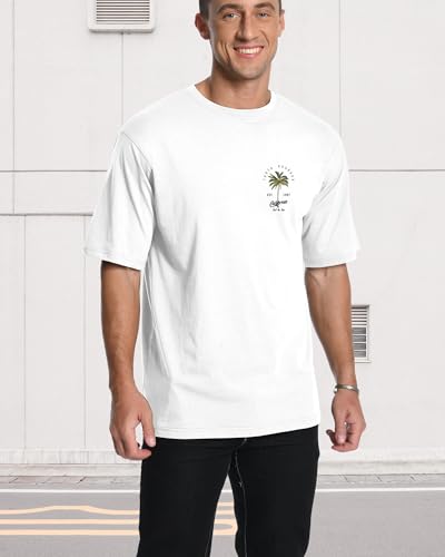 Mens Graphic T-Shirts Short Sleeve Palm Tree Print Summer Top Crewneck Cotton Casual California Tees for Men3