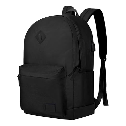 Goloni Backpack for Men Women Travel Laptop Backpack Water Resistant 17.3 Inch USB Charging Backpack Large Capacity Work Commute Bag All Black