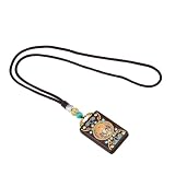 Sbshiouu Collar Thangka tibetano tallado a mano con colgante de madera de ébano, acento de cobre para expresión Cultural, regalo de joyería de