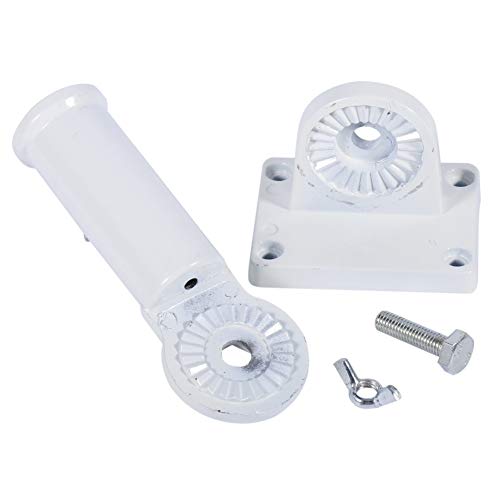 Nikou Flag Pole Holder - Adjustable Flag Pole Bracket Heavy Duty Wall Mount Flag Pole Holders White Metal Flag Pole Windsock Base with Screws