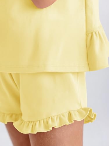 Image of Haloumoning Girls Summer Clothing Sets Ruffle Tank Tops and Shorts | 2 Piece Outfits