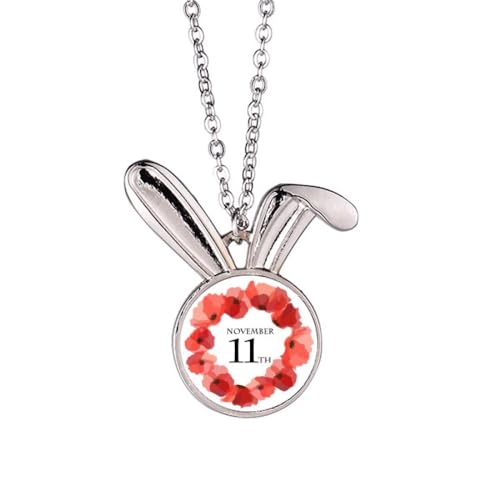 Collier lapin jour du Souvenir - Cadeau commémoratif unique avec chaîne ajustable