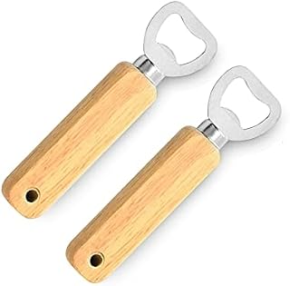 Personalised Wooden Handle Bottle Opener, 2PCS Stainless Steel Corkscrew with Wood Handle for Party, Soda Bottle Opener Creative Gifts Guests Souvenirs & Decorations