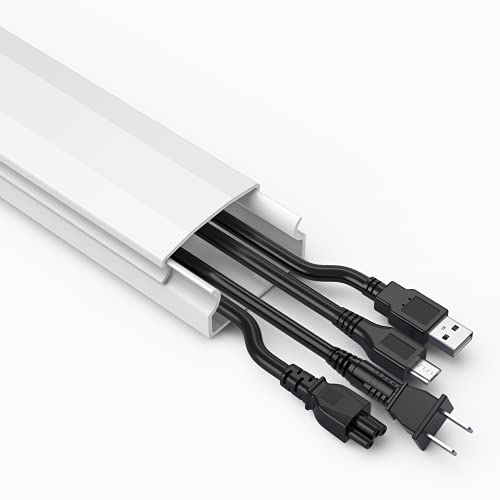 Large Cord Cover Raceway Kit, Hiding 3-4 Cables TV Cable Hider, 125in Paintable Cable Concealer, PVC Cable Cover Channel, Wire Hider Cable Management System, 8X L15.75in W1.18in H0.67in, White