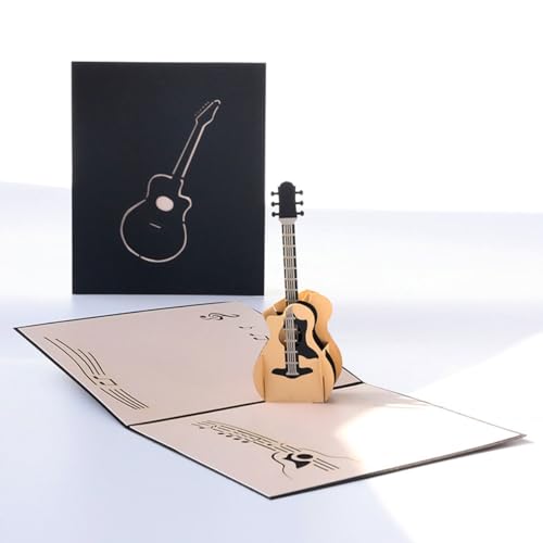 scicent Pop Up Card 3D Guitar Birthday Card with Envelope for Him Graduation Gifts Male Men Son Brother Boyfriend Friend 22615