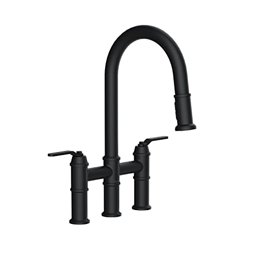 Gerber Kinzie Kitchen Bridge Faucet With Pull-Down Sprayer D434437Bs - Satin Black 2 Handle Kitchen Sink Faucet #TOP30