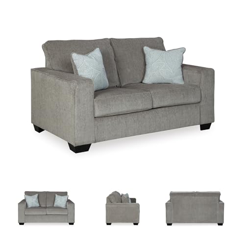Signature Design by Ashley Altari Modern Loveseat with 2 Accent Pillows, Light Gray by Signature Design by Ashley - Image 3