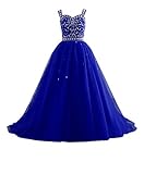 Girls Lace Pageant Party Dress Wedding Flower Girl Maxi Ball Gowns Flower A Line Birthday Dance Prom Evening Tulle Floor Length Skirt Royal Blue-C-14