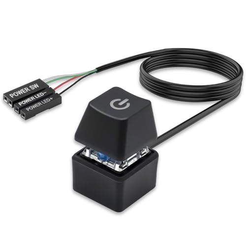 Interruptor de encendido del ordenador de sobremesa Botón de encendido del escritorio Botón de Alimentación Interruptor de Encendido Externo para Ordenador de Sobremesa de 1,65m con Luz LED