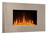 CHEMIN'ARTE Chimenea eléctrica de Pared con calefacción Pure INOX, Efecto de Llama Leds- Chimenea Decorativa bajo Consumo - Mando a Distancia