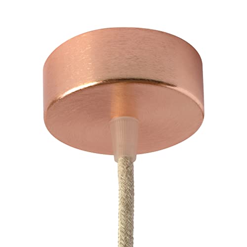 AMARCORDS - Rosone Lampadario in metallo, coprifili per lampada completo di accessori fermacavo viti e staffa da soffitto. Diametro 77mm altezza 26mm colore RAME
