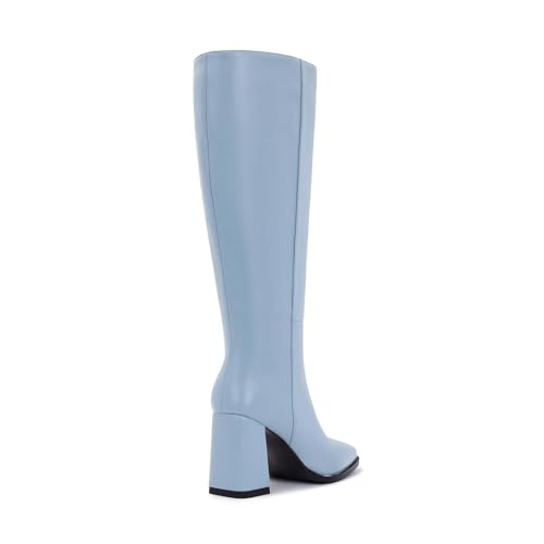 Image of Knee High Boots for Women - Wide Calf Boots with Zipper, Square Toe Tall Leather Boots, Chunky Heel Fashion Long Boots