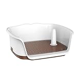 SJJALAKAJA Removable Dogs Potty Easy to Clean Portable Pet Potty Raised Enclosure on Three Sides with Urinary Guide Post Spot Toileting Suitable for Small and Medium Sized Dogs(Brown)
