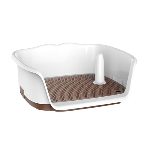 SJJALAKAJA Removable Dogs Potty Easy to Clean Portable Pet Potty Raised Enclosure on Three Sides with Urinary Guide Post Spot Toileting Suitable for Small and Medium Sized Dogs(Brown)