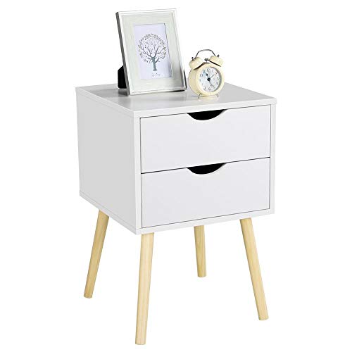 Yaheetech Mesilla de Noche Mesita Auxiliar Mesa Lateral Moderna Madera 40x40x61cm para Dormitorio