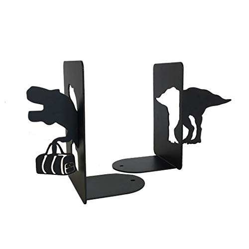 PandS T-Rex Dinosaur Bookends - Unique Bookends - Black Metal Decorative Book Ends