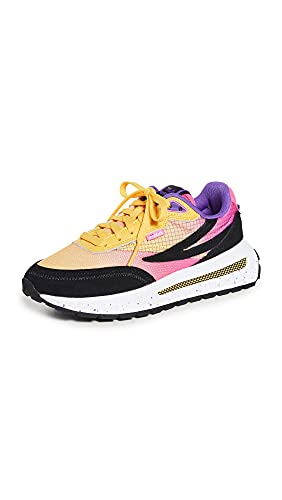 Fila Women's Renno Sneakers, Lemon/Knockout Pink/Black, 8 Medium US