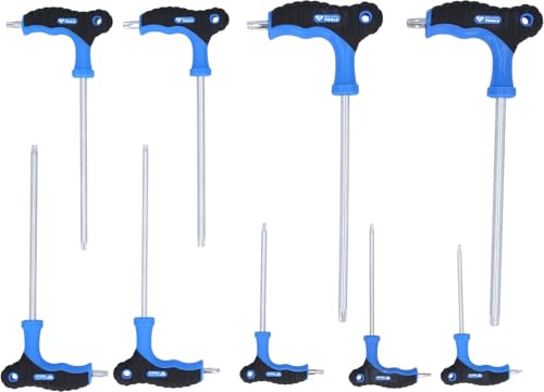 BRILLIANT TOOLS BT041200 Jeu de clés mâles coudées percées Torx® à poignée en T, 9 pièces [Powered by KS TOOLS]