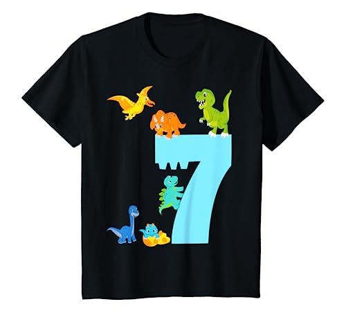 Niños 7º Cumpleaños Niño 7 años Dinosaurio de juguete Camiseta