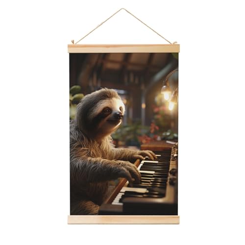 Poster paresseux au piano art vintage décoration salon 50x75