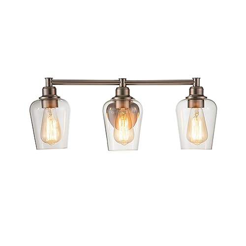 Image of Aspen Creative 62336-09-3, Three-Light Metal Bathroom Vanity Wall Light Fixture, 22-1 /2 inch Wide, Transitional Design in Brushed Nickel