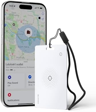 LULULOOK Wallet Tracker Card (iOS Only), Ultra Slim Airtag Wallet Works with Apple Find My, Wireless Rechargeable GPS Smartcard Tracker for Luggage, Tags, Passport, Purse, IP68 Waterproof, 1 Pack