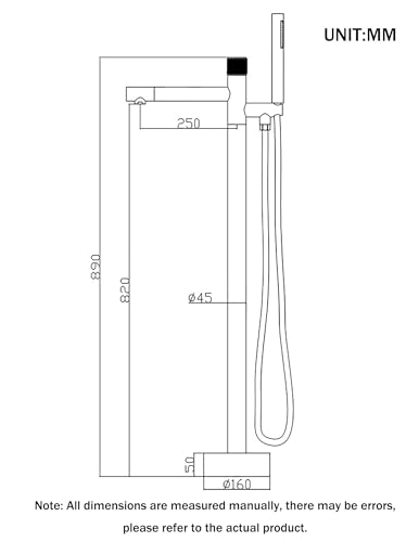 Robinet sur sol pour baignoire avec ensemble douche verticale noire mate - 4
