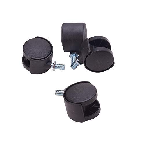 MroMax ネジ式キャスター 4個入り PP製 スイベルキャスター 360度回転 台車キャスター 交換 交換タイヤキット 自在 家具 サイドテーブル 椅子 キャスター交換 キャスターホイール ホイール径37mm ネジ径8mm 最大荷重12.5kg ブラック