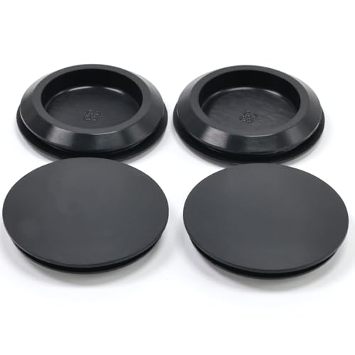 Image of 4 Pcs 38 mm Silicone Rubber Plugs Snap in Locking Hole Plugs for 38 mm (1-1 /2 inch) Round Holes, Flush Type Rubber Stoppers, Flexible Tube Pipe End Caps Covers, Waterproof Sealing Plugs, Black