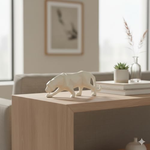 Image of Home Decor Ceramic Figurines Showpiece Decorative Figurines, Gifting Idol Abstract Statue Matte Finish (Panther White)