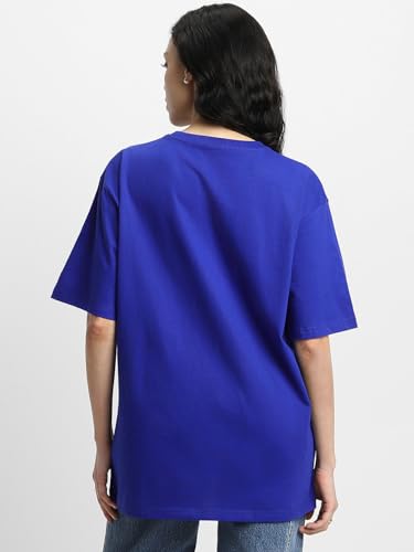 Image of JUNEBERRY Pure Cotton Oversized Baggy Fit Half Sleeve Drop Shoulder Plain Solid Round Neck T-Shirt for Women (Available in Black, White, Lilac, Cork, Maroon, Royal Blue, Swan White, Soap Nut Colors)