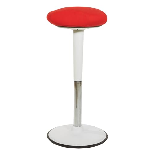 Image of Office Star Active Seating Adjustable 24-34 Inch Height and 360-Degree Wobble Design Perch Seat with Non-Slip Base, Red