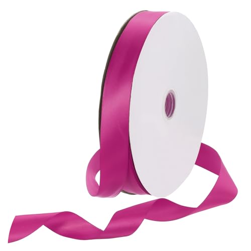 Rebower 1 Inch 100 Yard Satin Ribbon Thick Double Face Grosgrain Silk Ribbon, [for Gift Wrapping, Hair Bows, Wedding, Cake, Flower] - Rose Red
