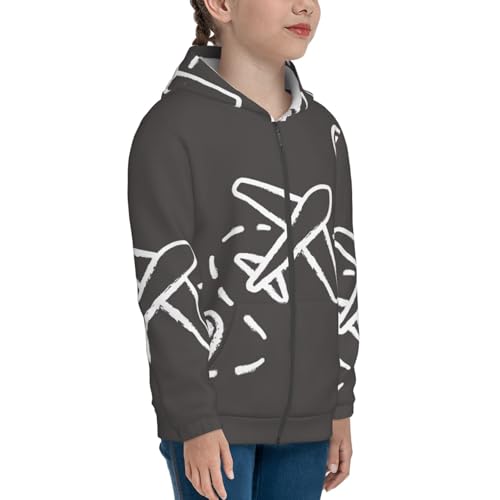 Airplane Route Kids Pullover Hoodies Boys Zip Up Sweatshirts Girls Athletic Clothes with Pocket4