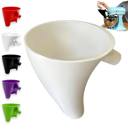 Embudo De Cocina, Accesorio Para Batidora De Pie, Se Adapta A Cabezal Inclinable De 4,5 A 5 Litros, Herramienta Para Hornear De Fácil Vertido Para Harina, Azúcar E Ingredientes Húmedos White