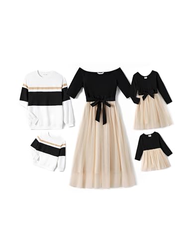 PATPAT Familien Outfit Set Langarm - Partnerlook Mutter Tochter Kleid...