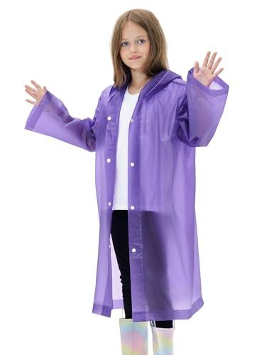 Image of 2 Pack Reusable Waterproof Raincoat EVA Emergency Rain Ponchos One Size Rain Jacket for Children, Boys and Girls