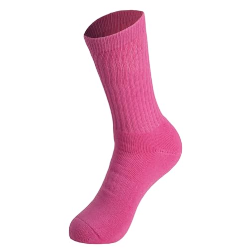 AWS/American Made 6 Pairs Solid Cotton Cushion Crew Socks for Women 5