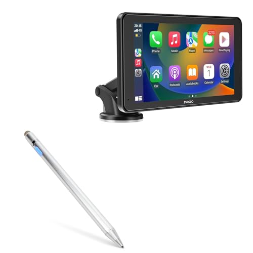 BoxWave Stylus Pen Compatible with ESSGOO Apple Carplay & Android Auto (10.26 in) - AccuPoint Active Stylus, Electronic Stylus with Ultra Fine Tip - Metallic Silver
