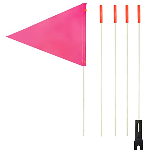 Bike Safety Flag with Pole, Pink, 6-Feet Adjustable Height