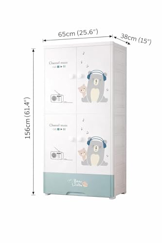Image of Sunderlook Plastic Wardrobe for Kids Clothes - Foldable Collapsible Wardrobes for Clothes, Large Cupboard for Storage for Men and Women (Arctic White, 4 + 1 Door)