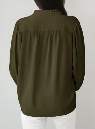 Dokotoo Womens Tops Blouses for Women Dressy Casual Button Down Shirts V Neck Long Sleeve Shirts Business Work Blouses2