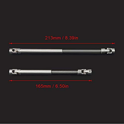 Fauge 2Pcs Steel Drive Shaft for 1/10 RC Crawler TRX4 TRX6 Axial SCX10 Wraith Capra D90 TF2 Redcat GEN8,C