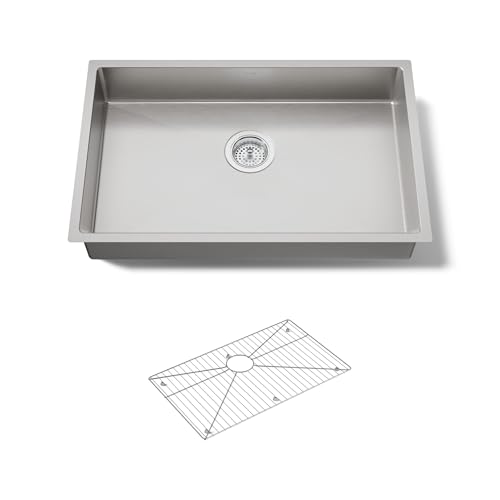 KOHLER Strive 29-1/2" Undermount Double-Bowl Kitchen Sink, Includes Accessories, 16-Gauge Stainless Steel, SilentShield® Sound Absorption, K-33154-NA by Kohler - Used condition - US$263.21