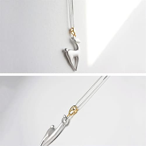 Collier pendentif argent sterling femme chaîne de pull faon