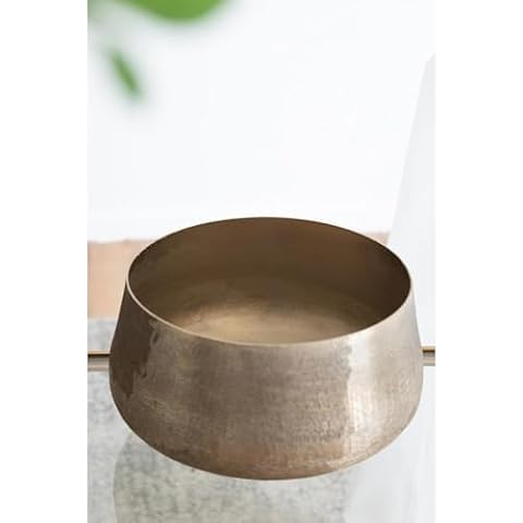 T2 CONCEPT Set of 2 Decorative Mid-Century Modern Accent Bowls Gold Suede Bowls Fruit Bowls for Tabletop Kitchen Island Shelves 12” x 7” 9” x 6” Cover