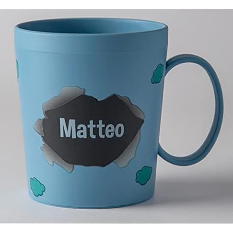 ILS I LOVE SHOPPING Taza personalizada con nombre Vaso de plástico 350 ml para microondas con mango desayuno sin BPA Cover
