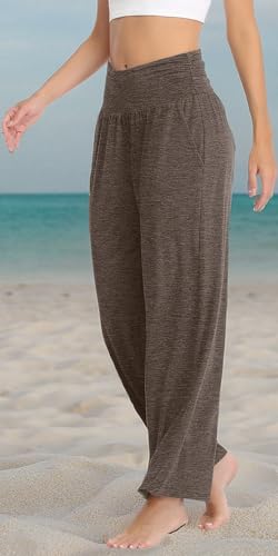 Image of TARSE Womens Wide Leg Pants Casual Loose Yoga Sweatpants Comfy Lounge Pajama Flowy Pants Pockets