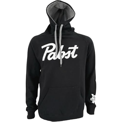 Ripple Junction Pabst Blue Ribbon Mens Pullover Hooded Sweatshirt PBR Graphic Funnel Neck Hoodie Black 2XL